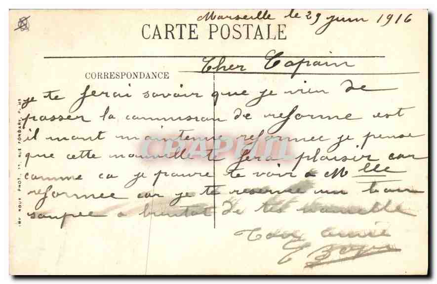 CPA Marseille Notre Dame de la Garde  — Rückseite