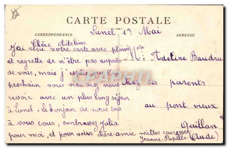 CPA Marseille N D de la Garde  — Verso