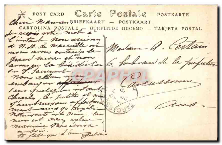 CPA Marseille Ascenseur de Notre Dame de la Garde  — Verso