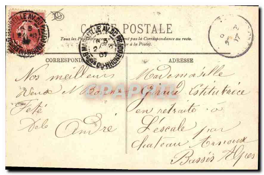 CPA Marseille Notre Dame de la Garde  — Rückseite