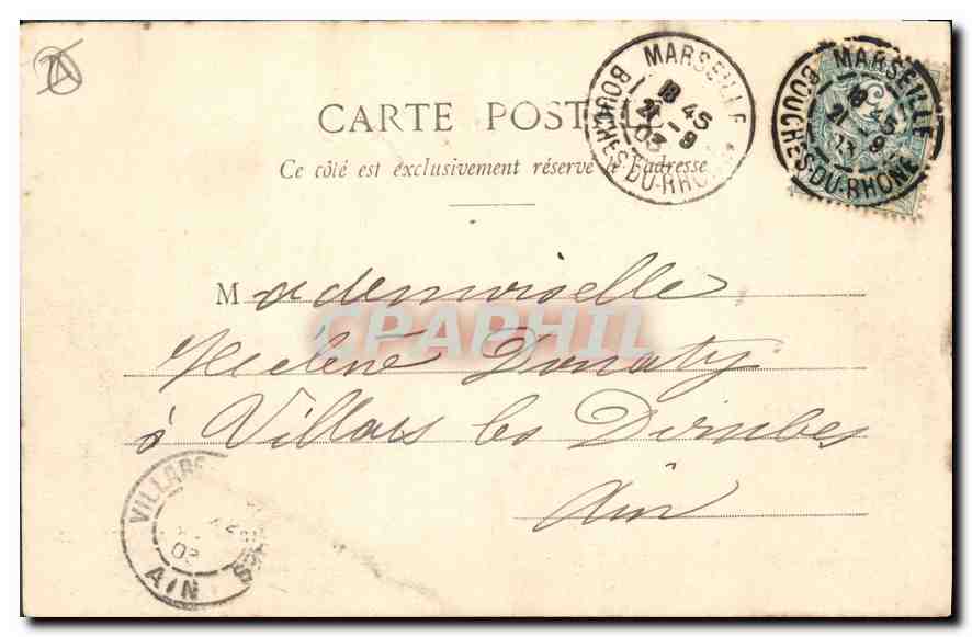 CPA Marseille Vue generale avec l'Ascenseur prise de Notre Dame de la Garde  — Rückseite