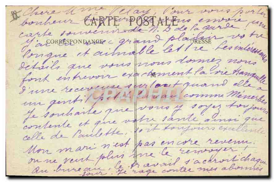 CPA Marseille N D de la Garde Le Bourdon Cloche — Rückseite