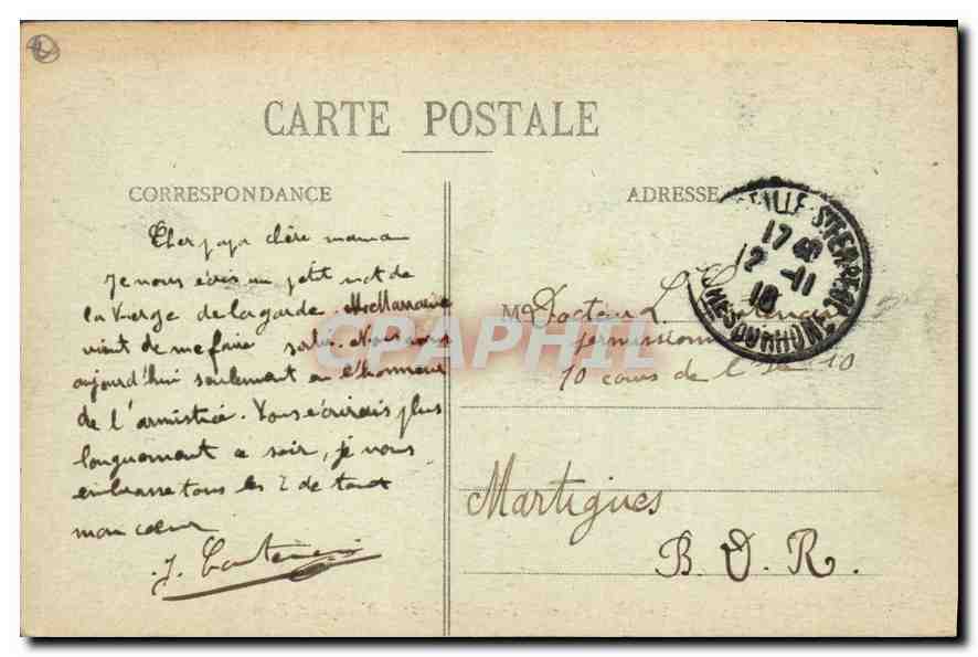 CPA Marseille N D de la Garde Basilique et Vigie  — Rückseite