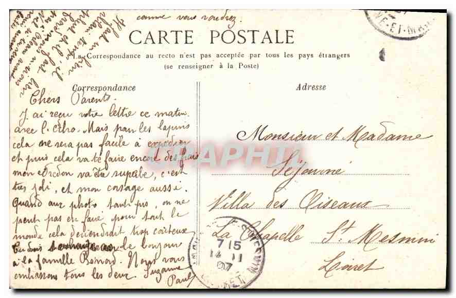 Forêt de Fontainebleau — La Mare de Franchard — G. B. N. G. Fontainebleau — Rückseite