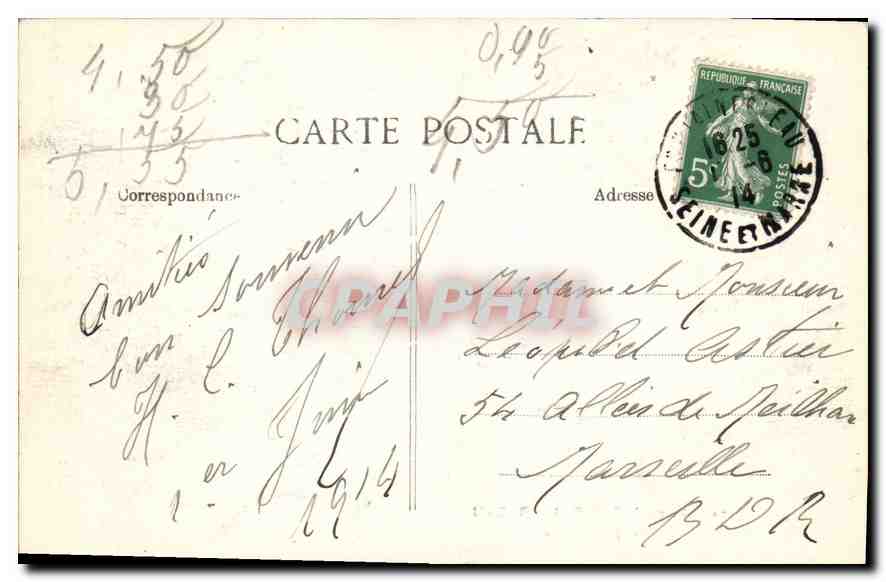 Palace of FONTAINEBLEAU — François Ier Hall — Publisher B.L.D. n° 270 — Back