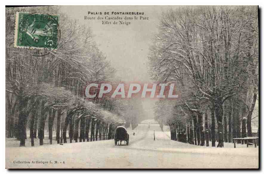 Palazzo di Fontainebleau — Via delle Cascate nel Parco — Effetto di Neve — Collezione Artistica L. M. - 4