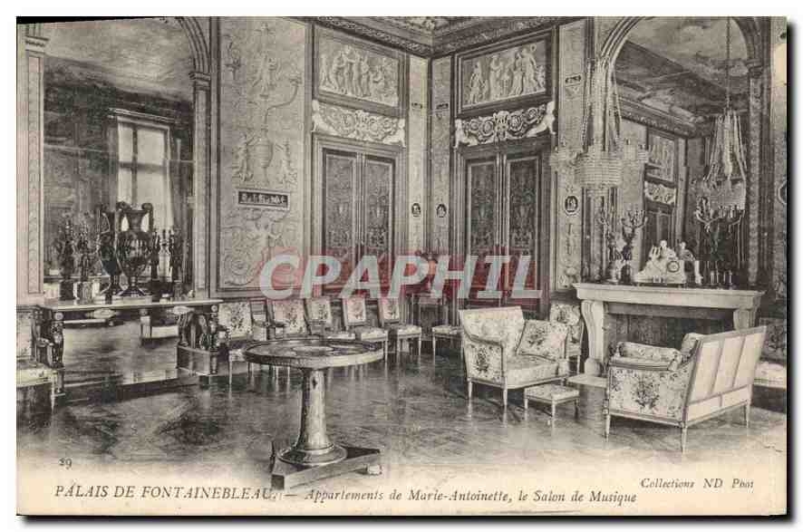 Palais de Fontainebleau — Appartements de Marie-Antoinette, le Salon de Musique — Collections ND Post