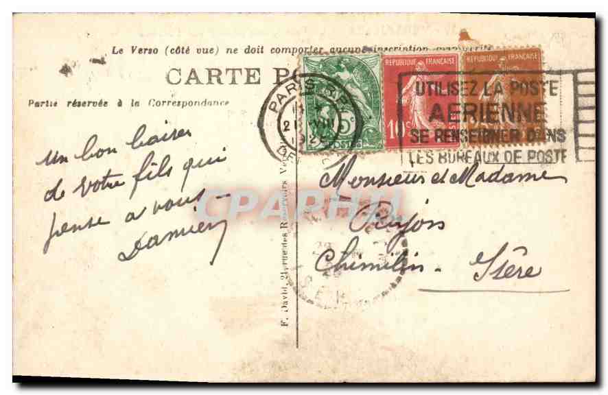 Versailles — Le Palais, vue prise à vol d’oiseau — Éditeur : CPAPHIL, n° 122 — Rückseite