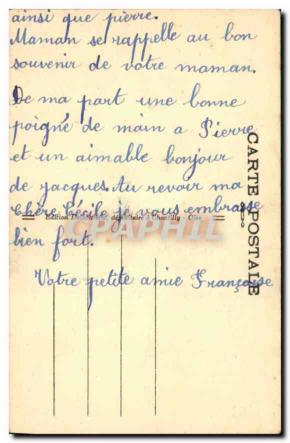 Château de CHANTILLY — Grande Avenue — Édition Delabarre — Rückseite