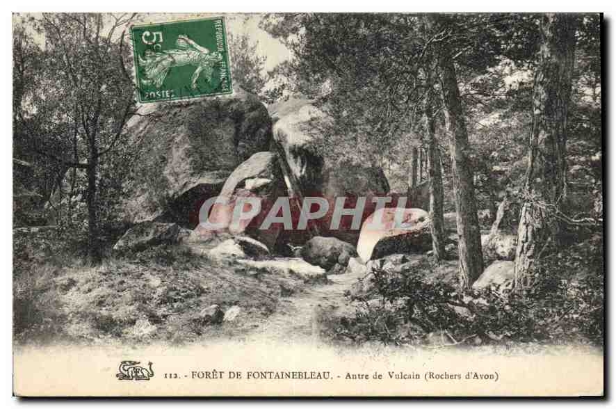 Foresta di Fontainebleau — Antro di Vulcano (Rochers d'Avon) — Editore S. P. R. S. n° 112