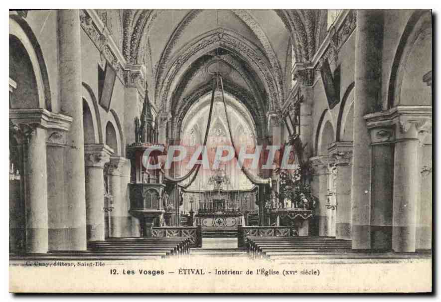 ÉTIVAL - Interno della Chiesa (secolo XVI) — Les Vosges — editore Guény, Saint-Dié