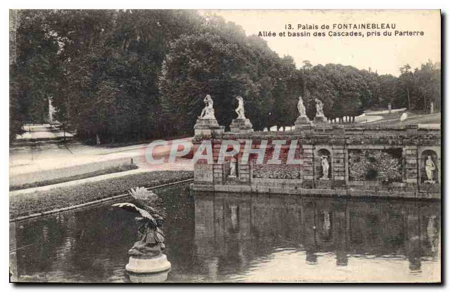 Palazzo di Fontainebleau — Allee e bacino delle Cascate, preso dal Parterre — Cartolina moderna n°13