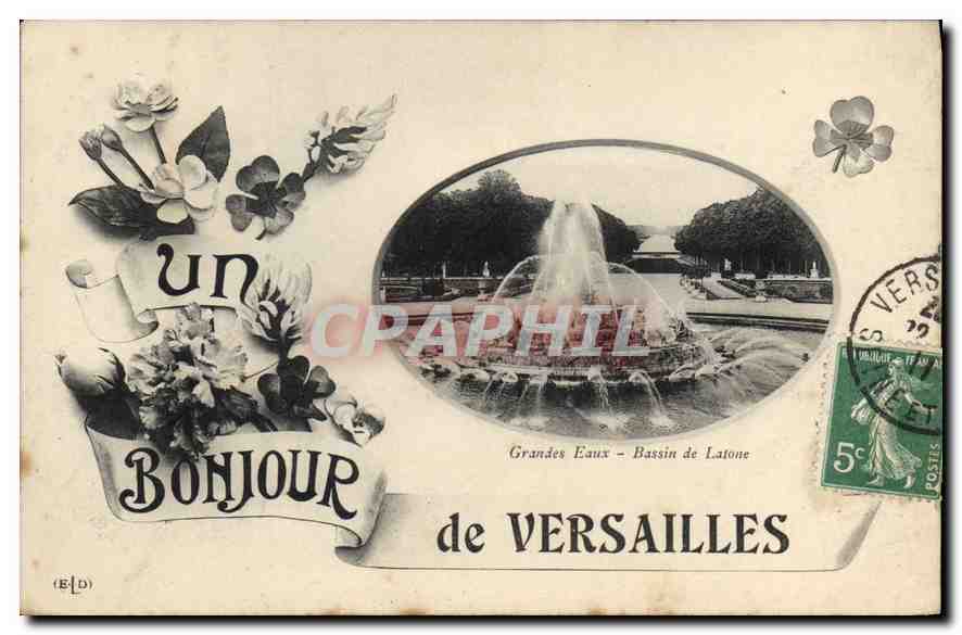 CPA Un Bonjour de Versailles Grandes Eaux Bassin de Latone 