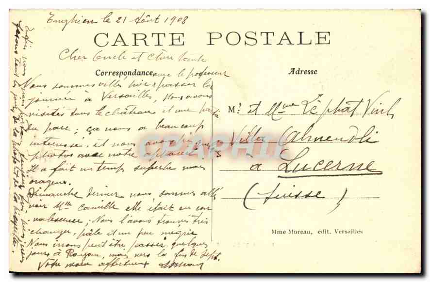 CPA Versailles Palais du Grand Trianon  — Verso