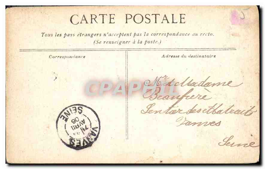 CPA Grille d'Honneur du Palais de Versailes  — Verso