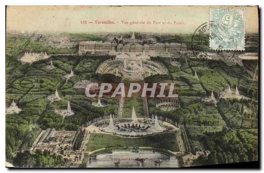 CPA Versailles Vue generale du Parc et du Palais 