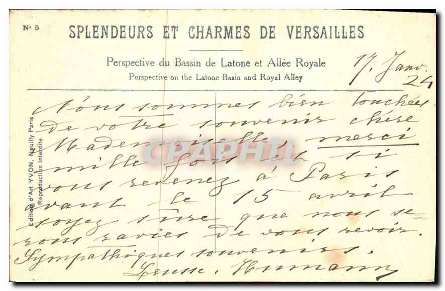 CPA Splendeurs et Charmes de Versailles Perspective du Bassin de Latone et Allee Royale  — Verso