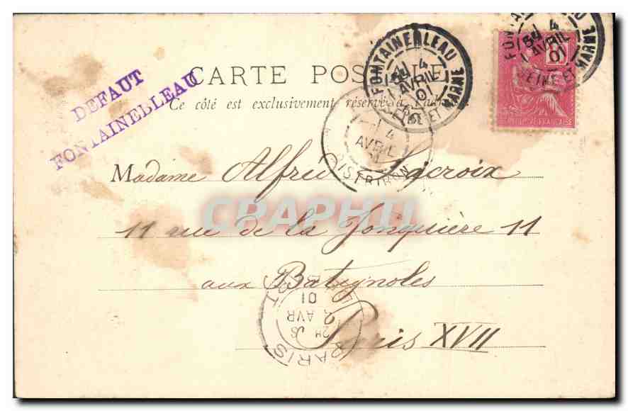 Grotta del Cacciatore Nero — Fontainebleau — B.F. Paris — Verso