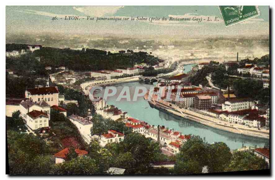 LYON - Vue panoramique sur la Saône (prise du Restaurant Gay) - L. E.