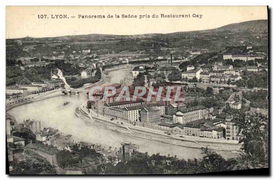 CPA Lyon Panorama de la Saone pris du restaurant Gay 