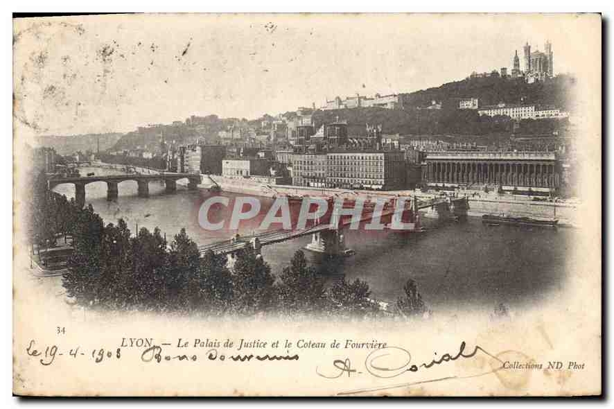 CPA Lyon le Palais de Justice et le Coleau de Fourviere 