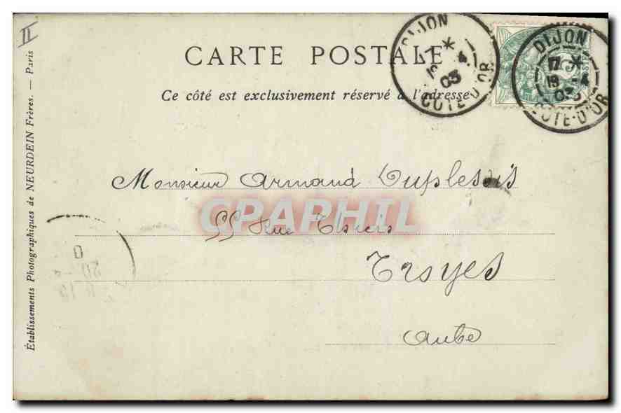 CPA Lyon le Palais de Justice et le Coleau de Fourviere  — Verso