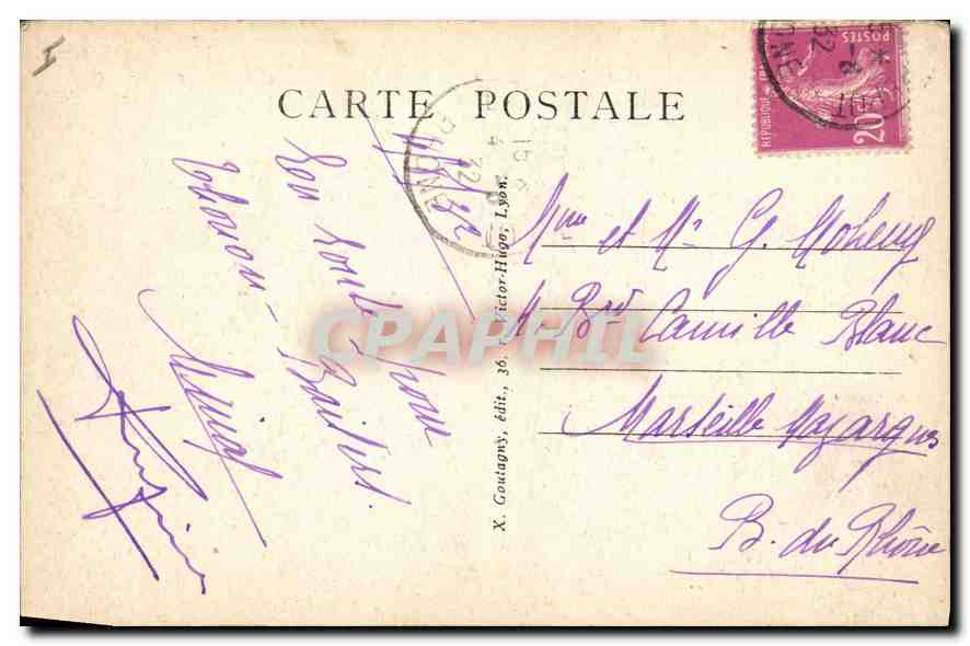 CPA Lyon Faculte de Droit et des Lettres  — Verso
