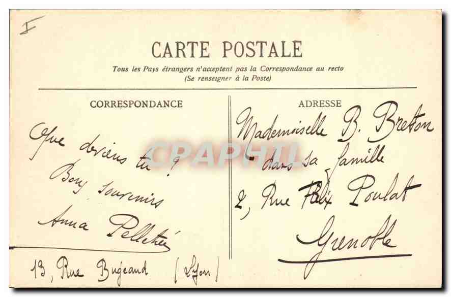CPA Lyon La Prefecture du Rhone  — Verso