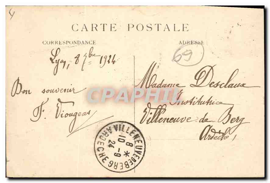 CPA Lyon La Prefecture — Verso