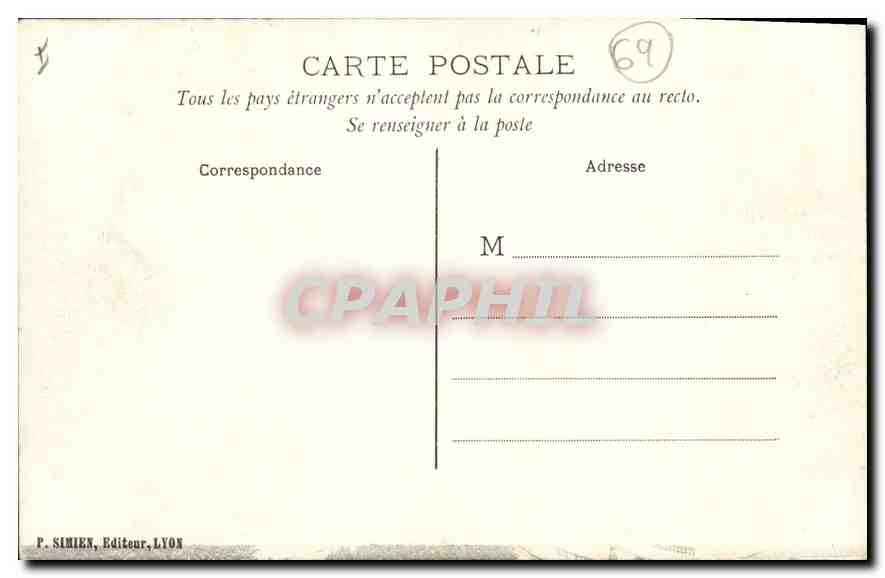 LYON - La Préfecture — n° 02 — P. Simien, Éditeur, LYON — Verso