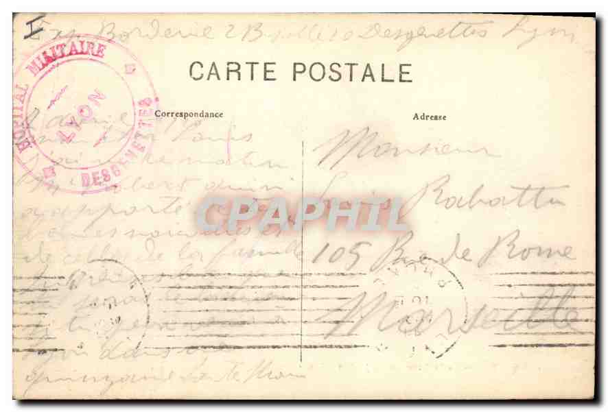 CPA Lyon La Prefecture et ses Jardins — Verso