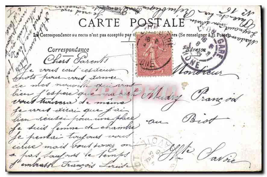 CPA Lyon La Prefecture — Verso