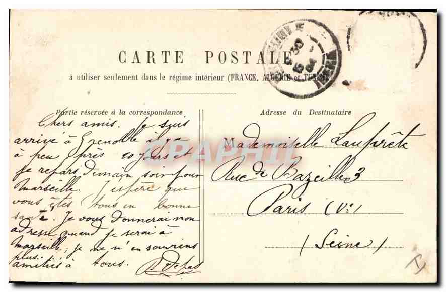 CPA Lyon Monument Carnot — Verso