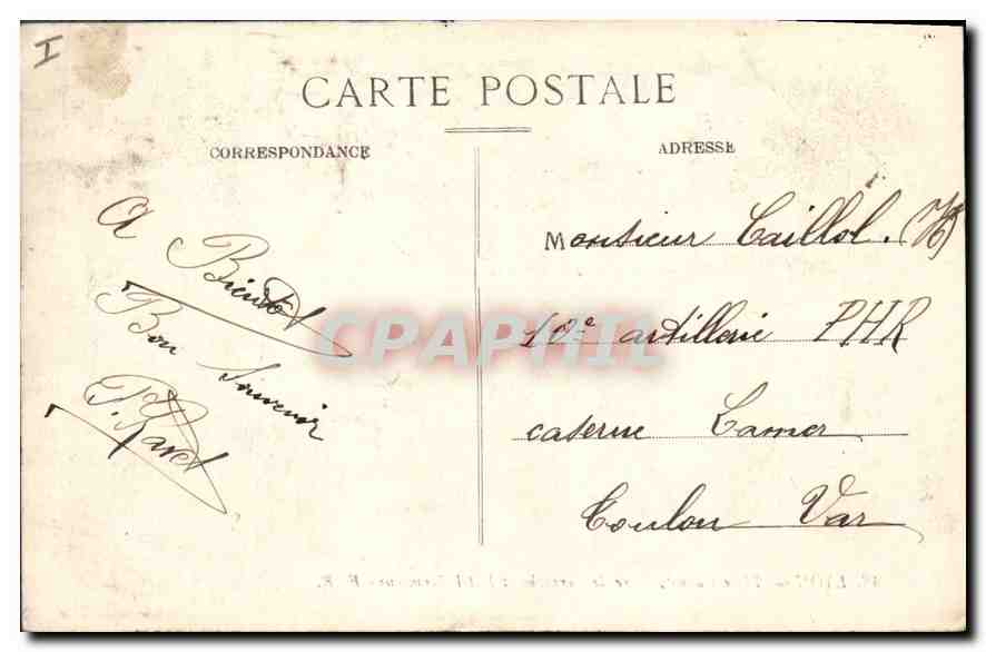 CPA Lyon La Place Carnot Gare de Perrache et Hotel Terminus — Verso