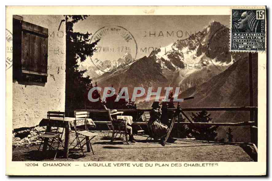 Chamonix — L'Aiguille Verte vue du Plan des Chablettes — éditeur BRAUN & Cie, n° 12094