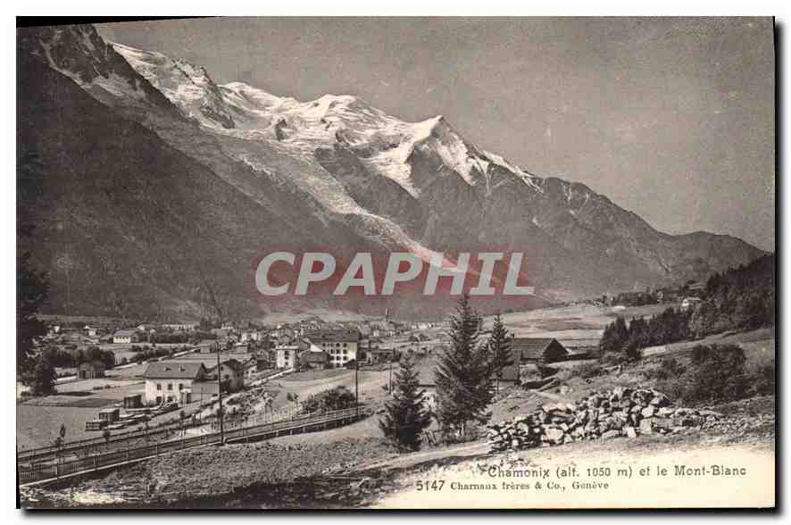 Chamonix (alt. 1050 m) et le Mont-Blanc — Charnaux frères & Co., Genève, n° 5147