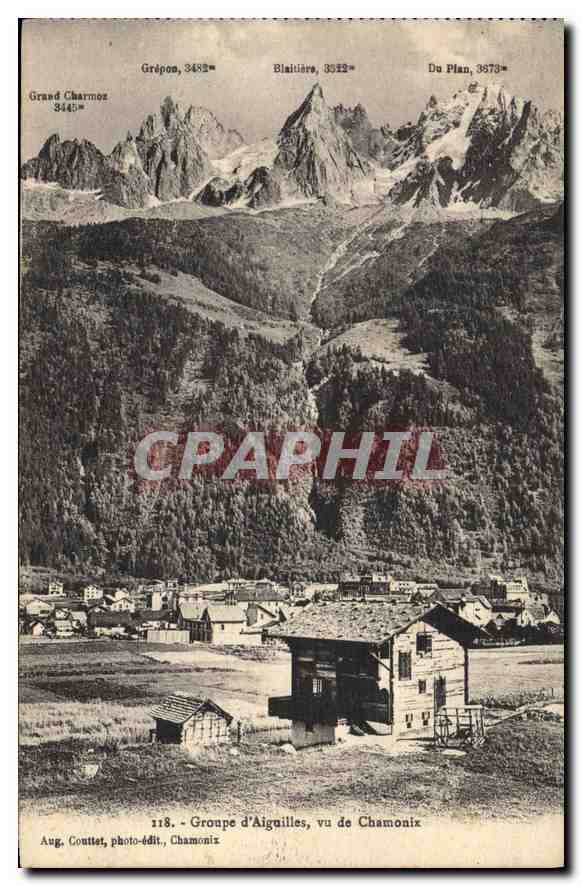 Groupe d'Aiguilles, vu de Chamonix — Aug. Couttet, photo-édit., Chamonix