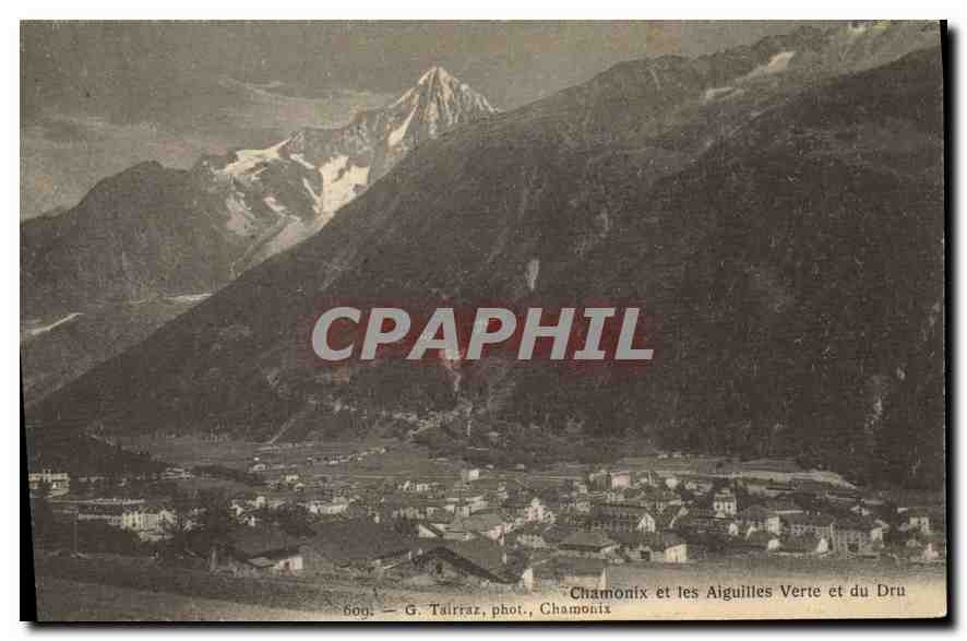Chamonix et les Aiguilles Verte et du Dru — G. Tairtar, phot., Chamonix — n° 609