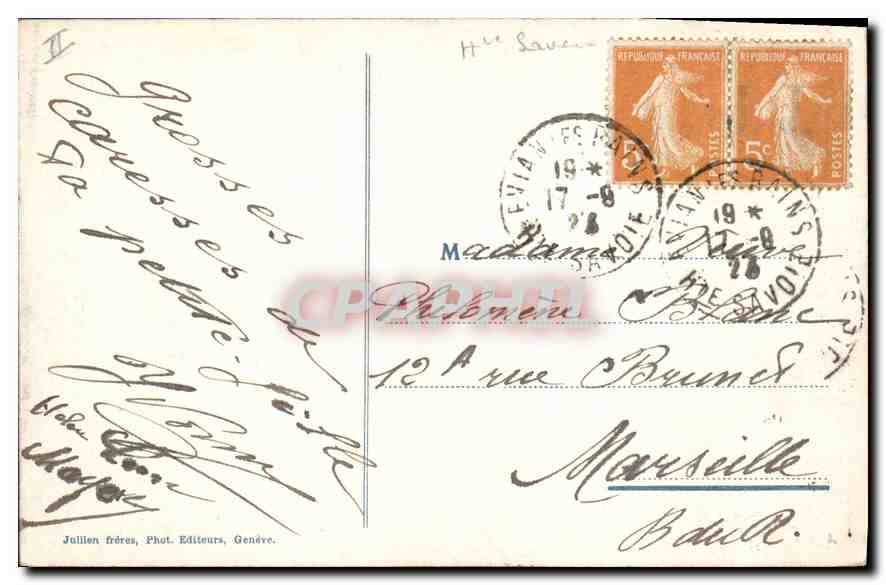 Le Mont-Blanc (4810 m) vu de Genève — Jaillien frères, Phot. Éditeurs, Genève — Rückseite