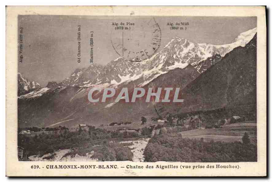 Chamonix-Mont-Blanc — Chaîne des Aiguilles (vue prise des Houches) — L. Morand, phot. (Haute-Savoie) n°629
