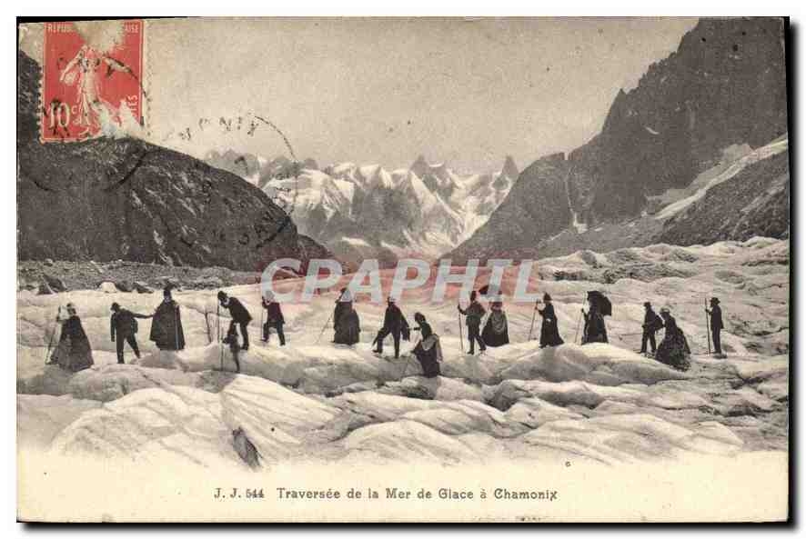 Traversée de la Mer de Glace à Chamonix — J.J. 544 — éditeur J.J.