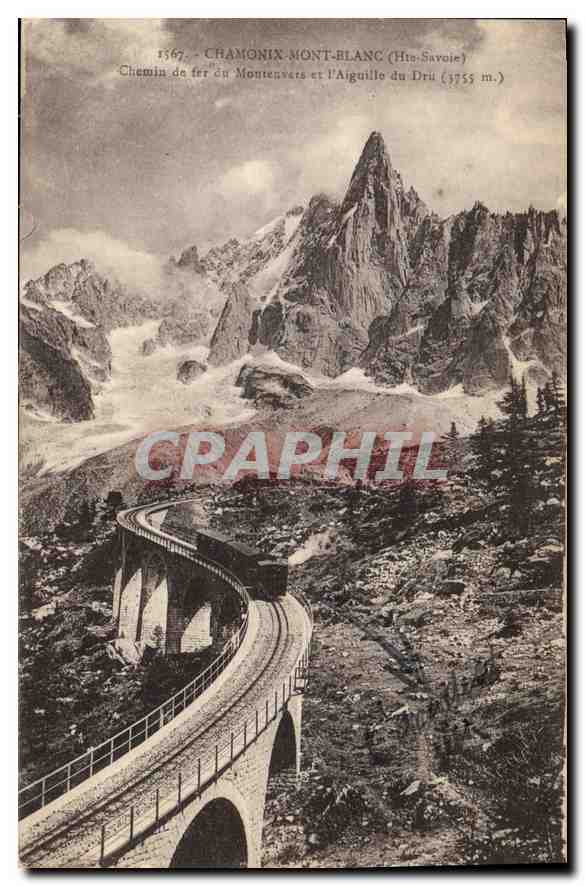 Chamonix Mont-Blanc — Chemin de fer du Montenvers et l'Aiguille du Drû (3755 m.) — L. Pautet, édit. à Annemasse