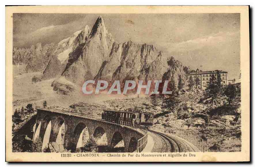CPA Chamonix Chemin de Fer du Montenvers et Aiguille du Dru