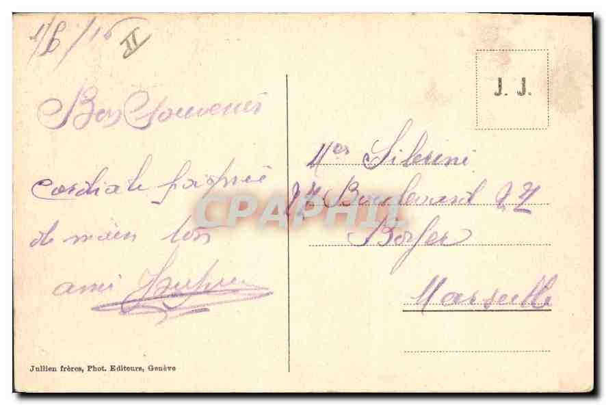 Glacier des Bossons et l'Aiguille du Midi — Chamonix — J.J. 7775 — Rückseite