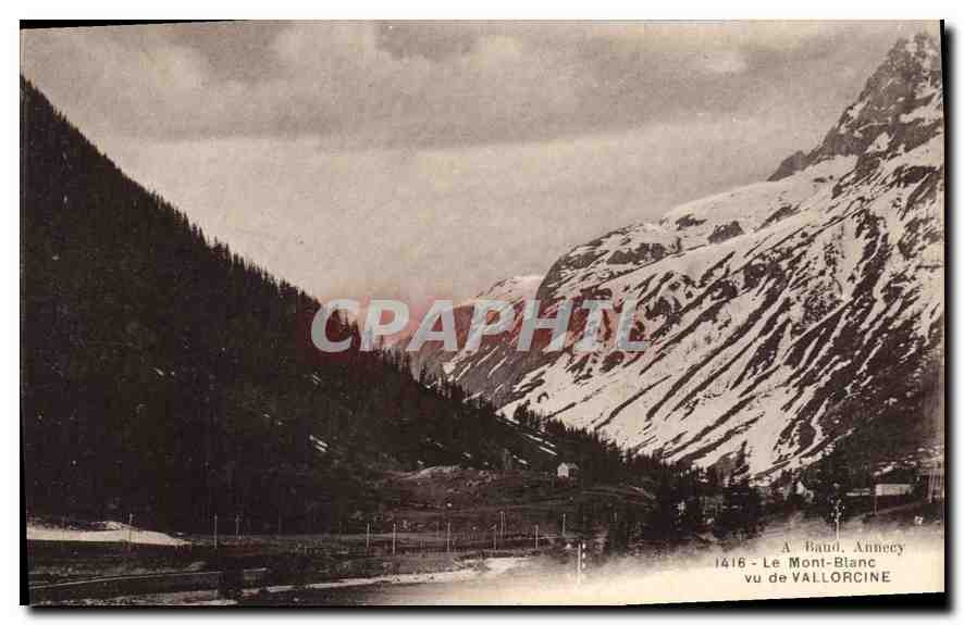Le Mont-Blanc vu de Vallorcine — vue panoramique — éditeur A. Baud, Annecy, n° 1416