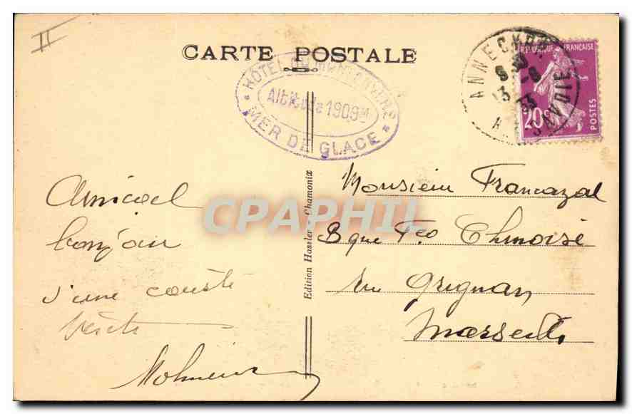 Chamonix - Montenvers - La Mer de Glace (Alt 1931 m.) — Édition Hoster, n° 25063 — Back