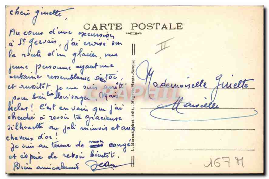 Chamonix-Mont-Blanc — Le Chapeau — éditeur Morand & Bot, n° 900 — Rückseite