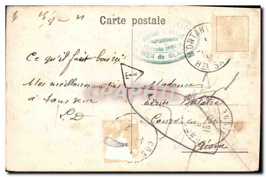 Chamonix et le Mont-Blanc — vue panoramique — Juillien frères, Phot. Editeurs, Genève, n° J.J.95 — Back