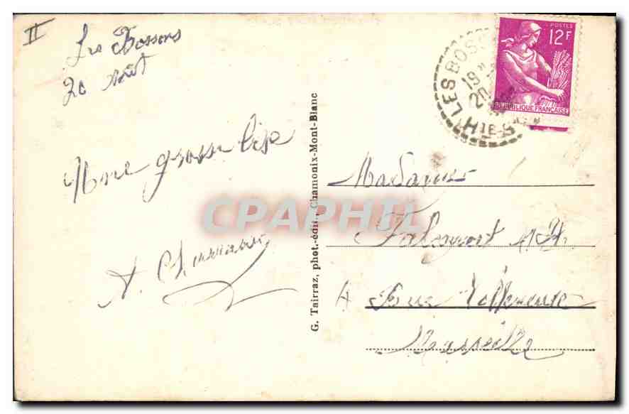 Chamonix-Mont-Blanc — Le Brévent — G. Tairraz, phot. édit. Chamonix-Mont-Blanc — Rückseite