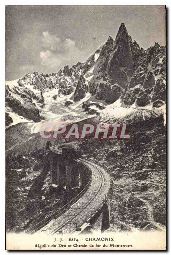 CPA Chamonix Aiguille du Dru Chemin de fer du Montenvers
